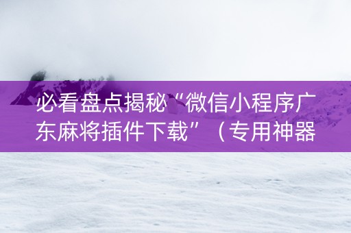 必看盘点揭秘“微信小程序广东麻将插件下载”（专用神器下载)