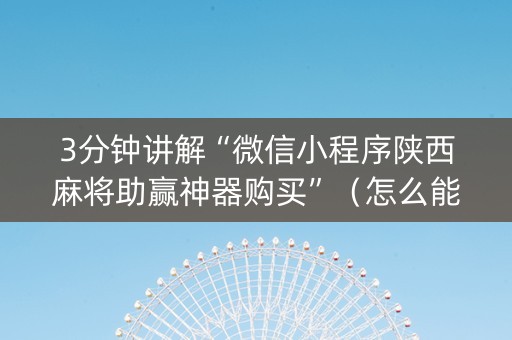 3分钟讲解“微信小程序陕西麻将助赢神器购买”（怎么能调好牌)