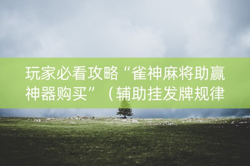 玩家必看攻略“雀神麻将助赢神器购买”（辅助挂发牌规律)