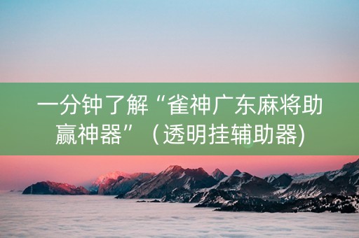 一分钟了解“雀神广东麻将助赢神器”（透明挂辅助器)