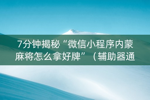 7分钟揭秘“微信小程序内蒙麻将怎么拿好牌”（辅助器通用版)