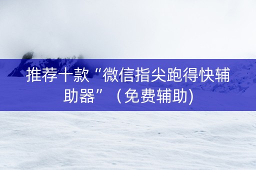 推荐十款“微信指尖跑得快辅助器”（免费辅助)