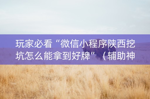 玩家必看“微信小程序陕西挖坑怎么能拿到好牌”（辅助神器免费)