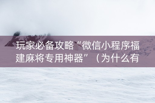 玩家必备攻略“微信小程序福建麻将专用神器”（为什么有人一直赢)