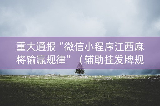 重大通报“微信小程序江西麻将输赢规律”（辅助挂发牌规律)