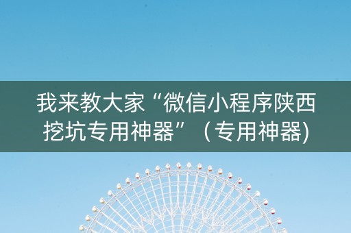 我来教大家“微信小程序陕西挖坑专用神器”（专用神器)