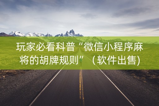 玩家必看科普“微信小程序麻将的胡牌规则”（软件出售)