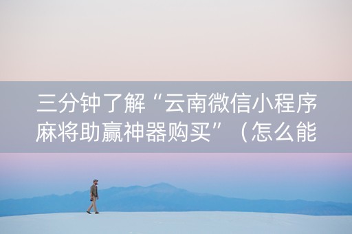三分钟了解“云南微信小程序麻将助赢神器购买”（怎么能让牌好一点)