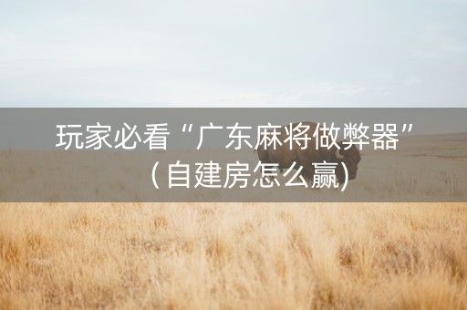 玩家必看“广东麻将做弊器”（自建房怎么赢)