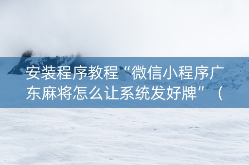 安装程序教程“微信小程序广东麻将怎么让系统发好牌”（好友房怎么才能赢)