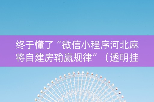 终于懂了“微信小程序河北麻将自建房输赢规律”（透明挂辅助器)