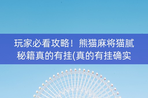 玩家必看攻略！熊猫麻将猫腻秘籍真的有挂(真的有挂确实有挂)