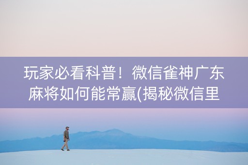 玩家必看科普！微信雀神广东麻将如何能常赢(揭秘微信里提高赢的概率)