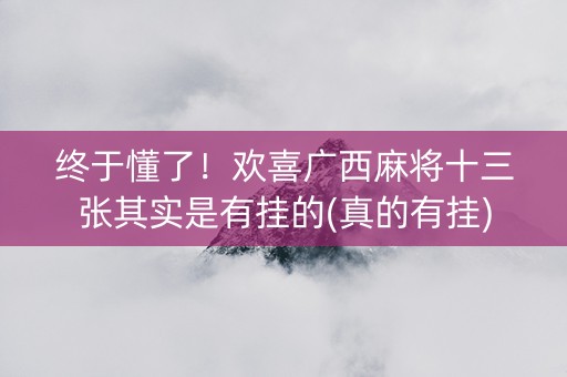 终于懂了！欢喜广西麻将十三张其实是有挂的(真的有挂)