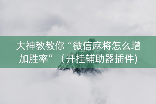 大神教教你“微信麻将怎么增加胜率”（开挂辅助器插件)