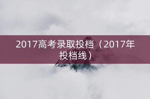 2017高考录取投档（2017年投档线）