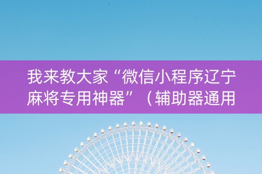 我来教大家“微信小程序辽宁麻将专用神器”（辅助器通用版)