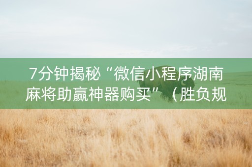 7分钟揭秘“微信小程序湖南麻将助赢神器购买”（胜负规律拿好牌)