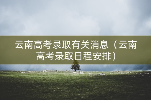 云南高考录取有关消息（云南高考录取日程安排）