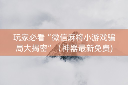 玩家必看“微信麻将小游戏骗局大揭密”（神器最新免费)