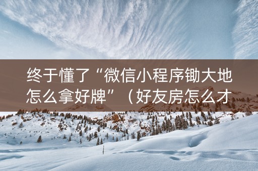 终于懂了“微信小程序锄大地怎么拿好牌”（好友房怎么才能赢)