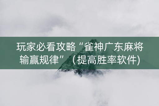 玩家必看攻略“雀神广东麻将输赢规律”（提高胜率软件)