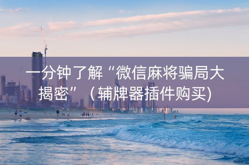一分钟了解“微信麻将骗局大揭密”（辅牌器插件购买)