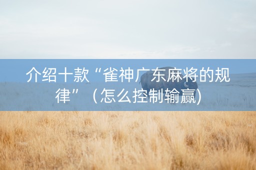 介绍十款“雀神广东麻将的规律”（怎么控制输赢)