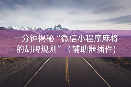 一分钟揭秘“微信小程序麻将的胡牌规则”（辅助器插件)