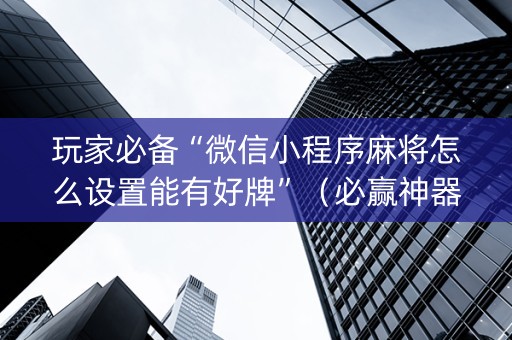 玩家必备“微信小程序麻将怎么设置能有好牌”（必赢神器辅助器)