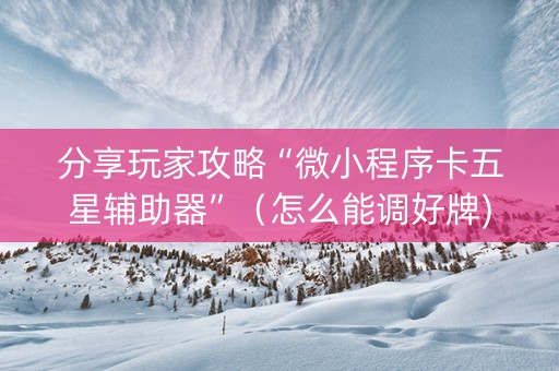 分享玩家攻略“微小程序卡五星辅助器”（怎么能调好牌)
