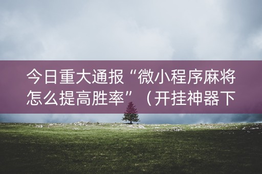 今日重大通报“微小程序麻将怎么提高胜率”（开挂神器下载)