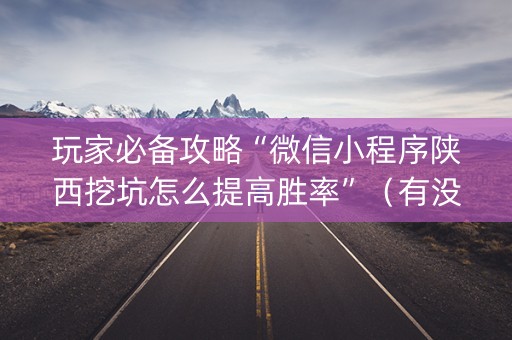 玩家必备攻略“微信小程序陕西挖坑怎么提高胜率”（有没有猫腻)