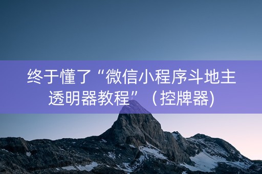终于懂了“微信小程序斗地主透明器教程”（控牌器)