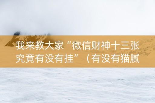 我来教大家“微信财神十三张究竟有没有挂”（有没有猫腻)