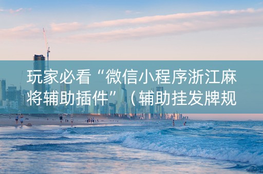 玩家必看“微信小程序浙江麻将辅助插件”(辅助挂发牌规律) 玩家必看“微信小程序浙江麻将辅助插件”(辅助挂发牌规律)