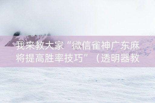 我来教大家“微信雀神广东麻将提高胜率技巧”（透明器教程)