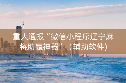 重大通报“微信小程序辽宁麻将助赢神器”（辅助软件)