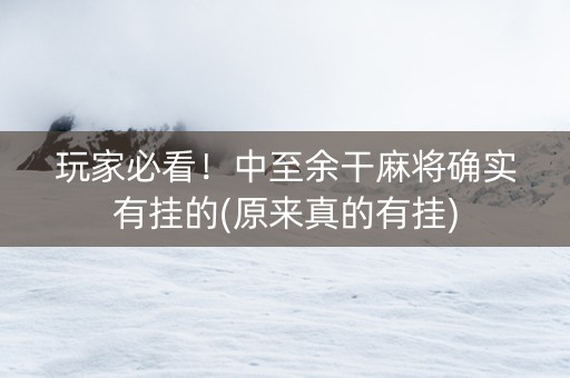 玩家必看！中至余干麻将确实有挂的(原来真的有挂)