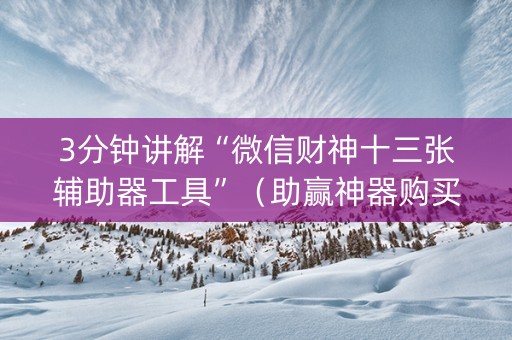 3分钟讲解“微信财神十三张辅助器工具”（助赢神器购买)
