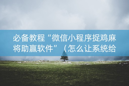必备教程“微信小程序捉鸡麻将助赢软件”（怎么让系统给你发好牌)