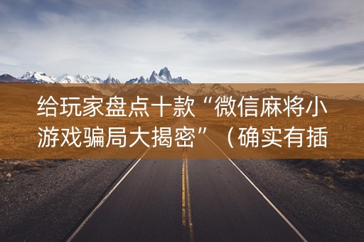 给玩家盘点十款“微信麻将小游戏骗局大揭密”（确实有插件吗)