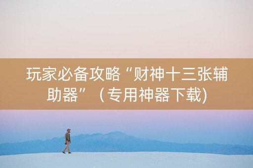 玩家必备攻略“财神十三张辅助器”（专用神器下载)