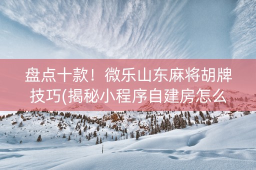 盘点十款！微乐山东麻将胡牌技巧(揭秘小程序自建房怎么赢)