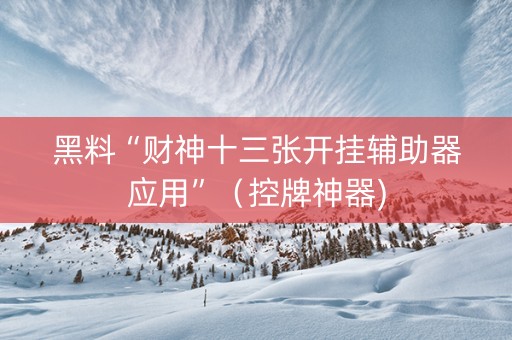 黑料“财神十三张开挂辅助器应用”（控牌神器)