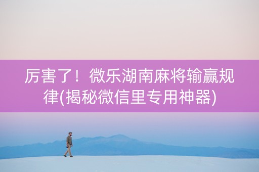 厉害了！微乐湖南麻将输赢规律(揭秘微信里专用神器)