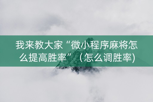 我来教大家“微小程序麻将怎么提高胜率”（怎么调胜率)