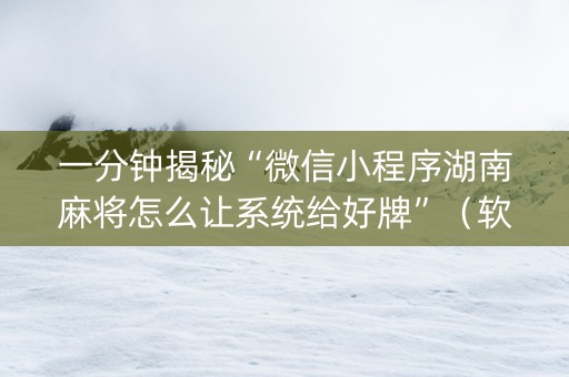 一分钟揭秘“微信小程序湖南麻将怎么让系统给好牌”（软挂神器)