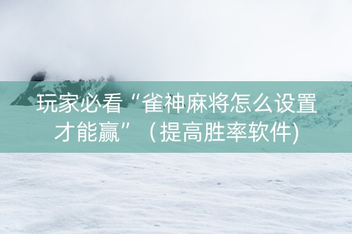 玩家必看“雀神麻将怎么设置才能赢”（提高胜率软件)