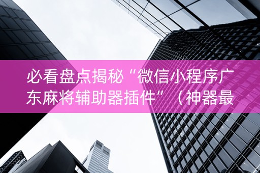 必看盘点揭秘“微信小程序广东麻将辅助器插件”（神器最新免费)